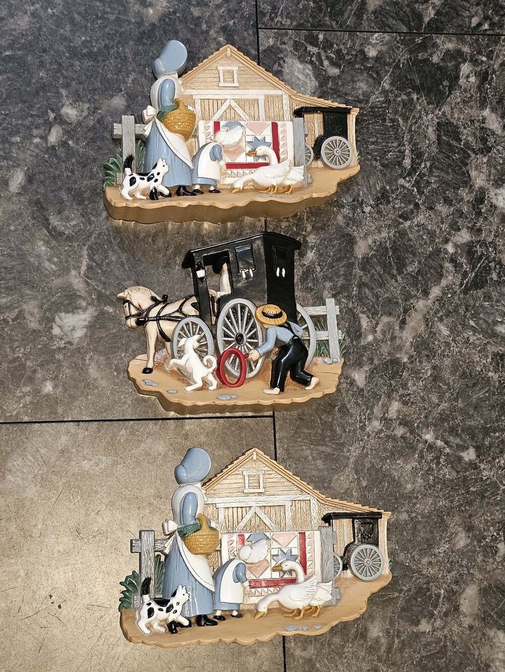 Cottagecore Molded Wall Decor Geese Farmer Little House On Prairie 3D Pictures